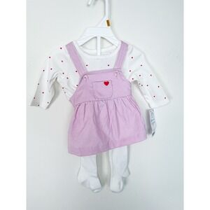 Carter's Baby Girls Corduroy 3-Piece Heart Print Long Sleeve Dress Set Newborn